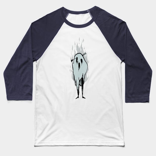 Leggy Ghost Baseball T-Shirt by Strange Fing